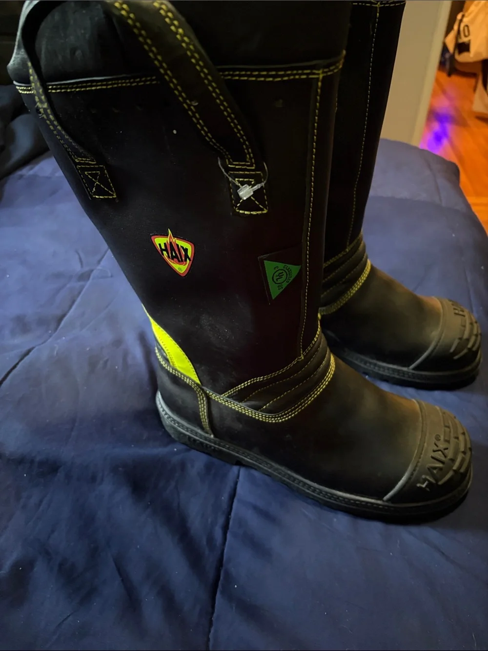 HAIX Men's Black Work Boots with Reinforced Toe